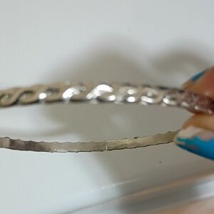 Silver Textured Bangle Bracelet